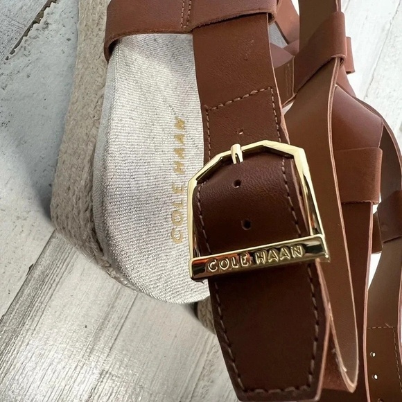 Cole Haan Crystal Wedge Sandal Brown Leather NEW Size 8 - Picture 9 of 11